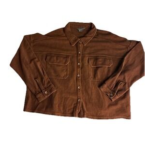 Women's Jacket XL Brown Corduroy Shacket Gorpcore Crop Cozy Oversize Slouchy
